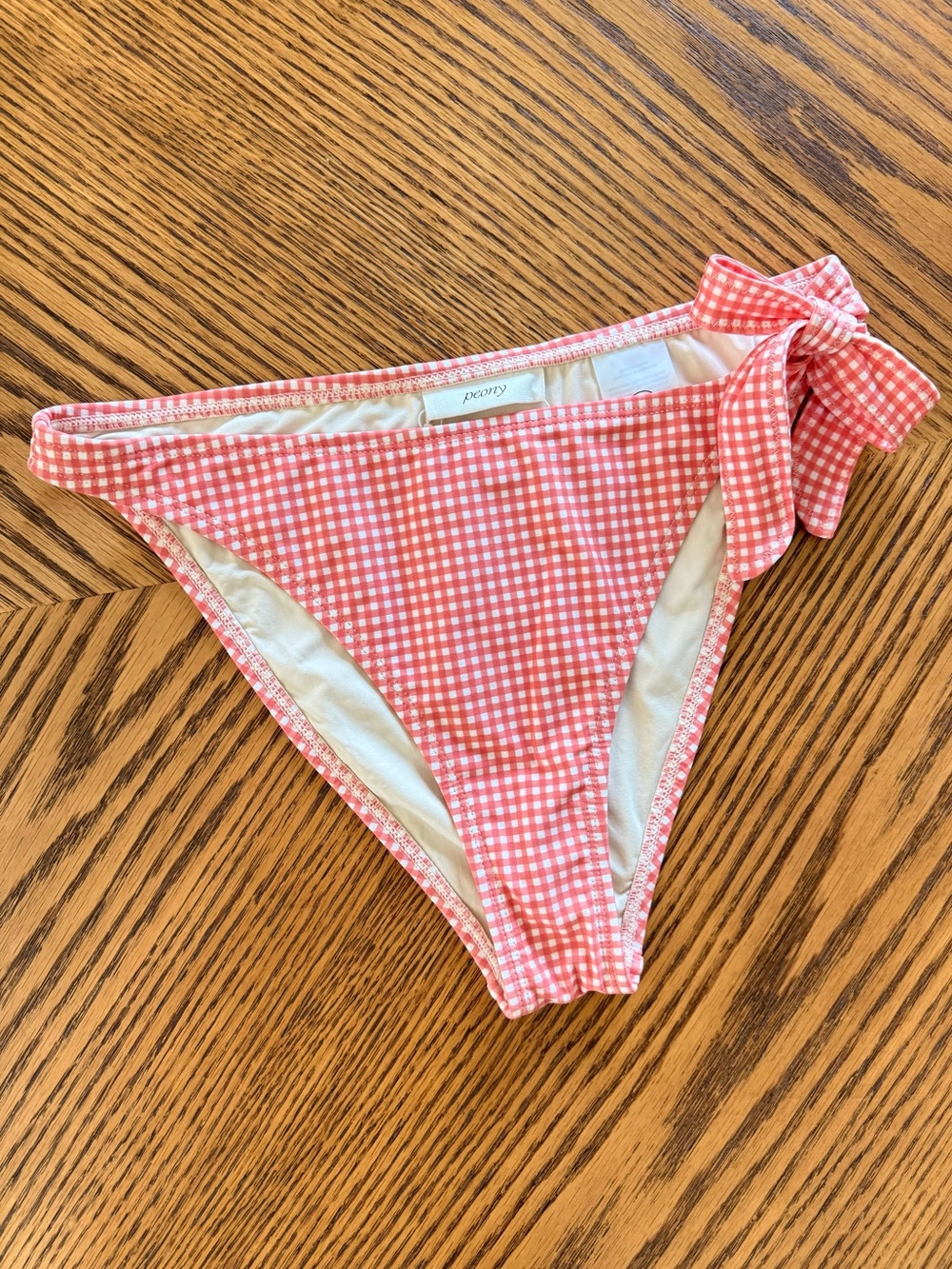PEONY Tie Side Hi Line Bikini Bottoms - Trifle Gingham